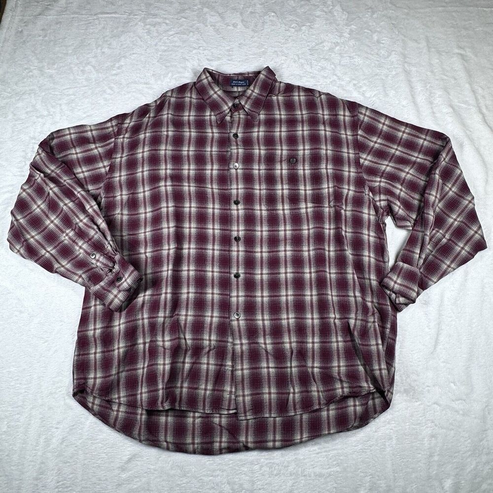 Thornton Bay‎ 100% Rayon Plaid Button Up XL Shirt Vintage Style